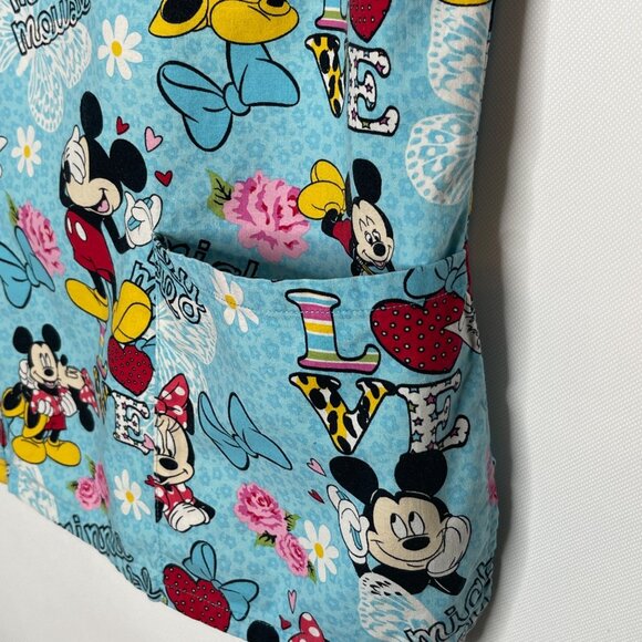 Disney Women's Scrubs Top Mickey & Minnie Call Me Mickey Blue Sz XS - Picture 4 of 12